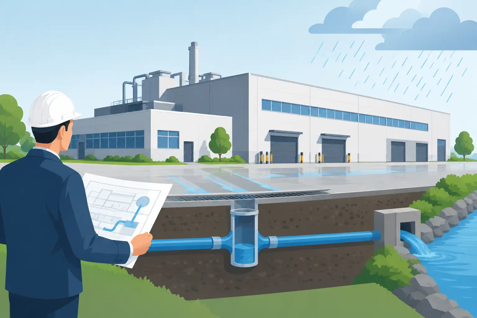 Entwässerungskonzept für Industriegebäude erstellen