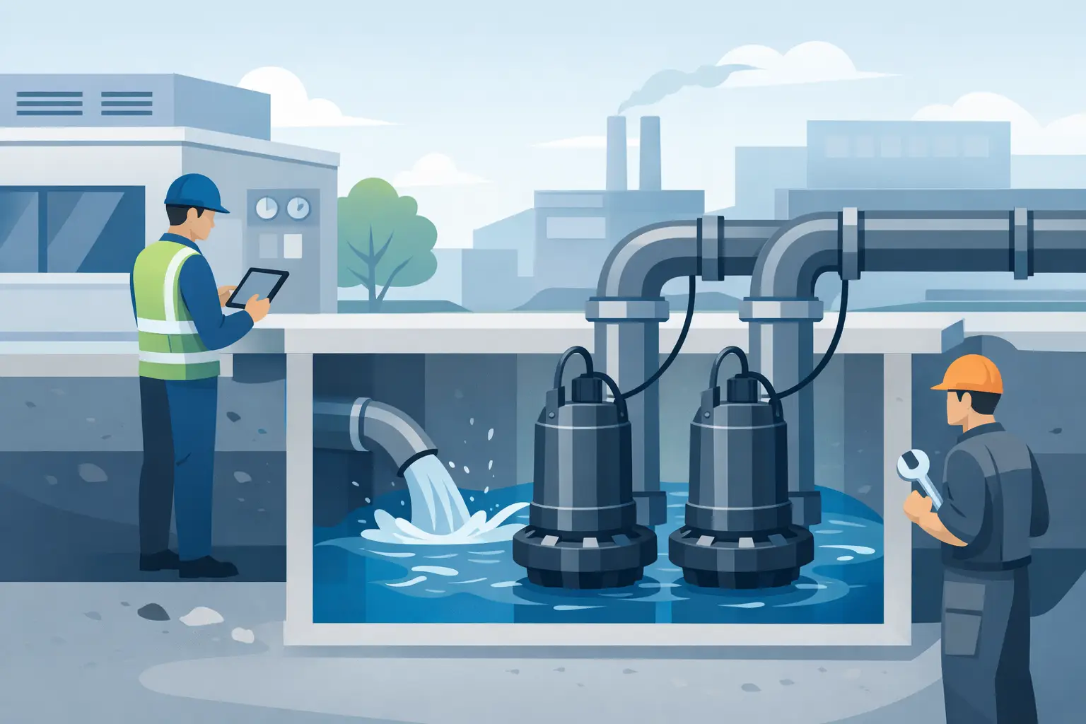 Inbetriebnahme von Abwasserpumpen in Gewerbeanlagen