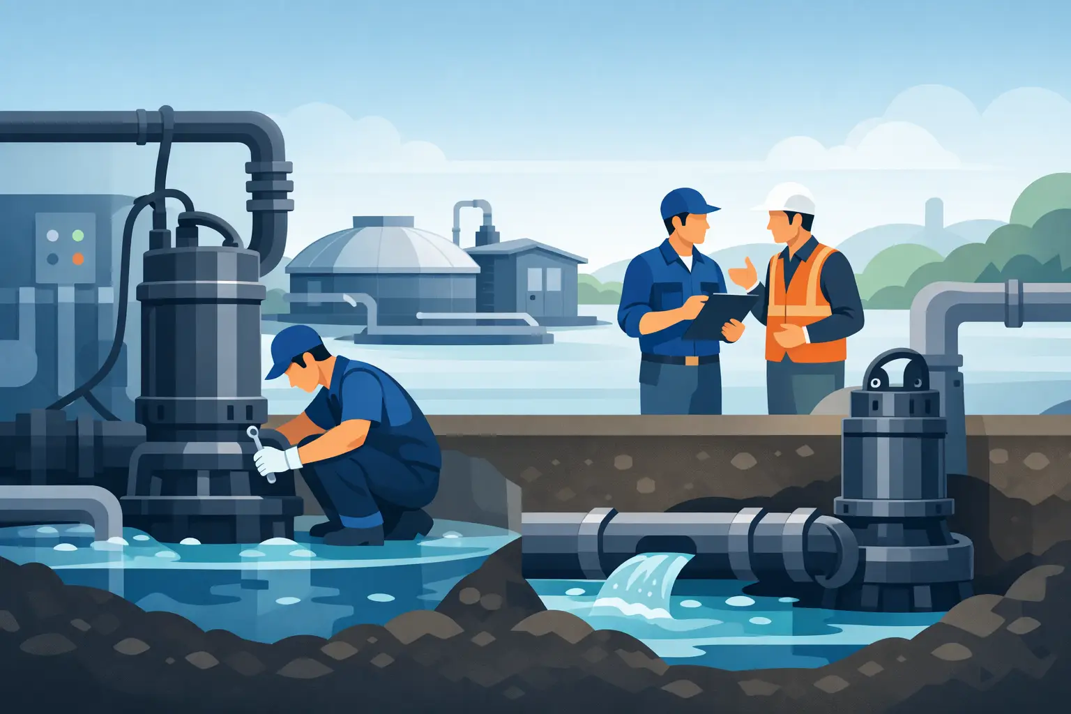 Pumpenservice für Abwasserpumpen im Betrieb